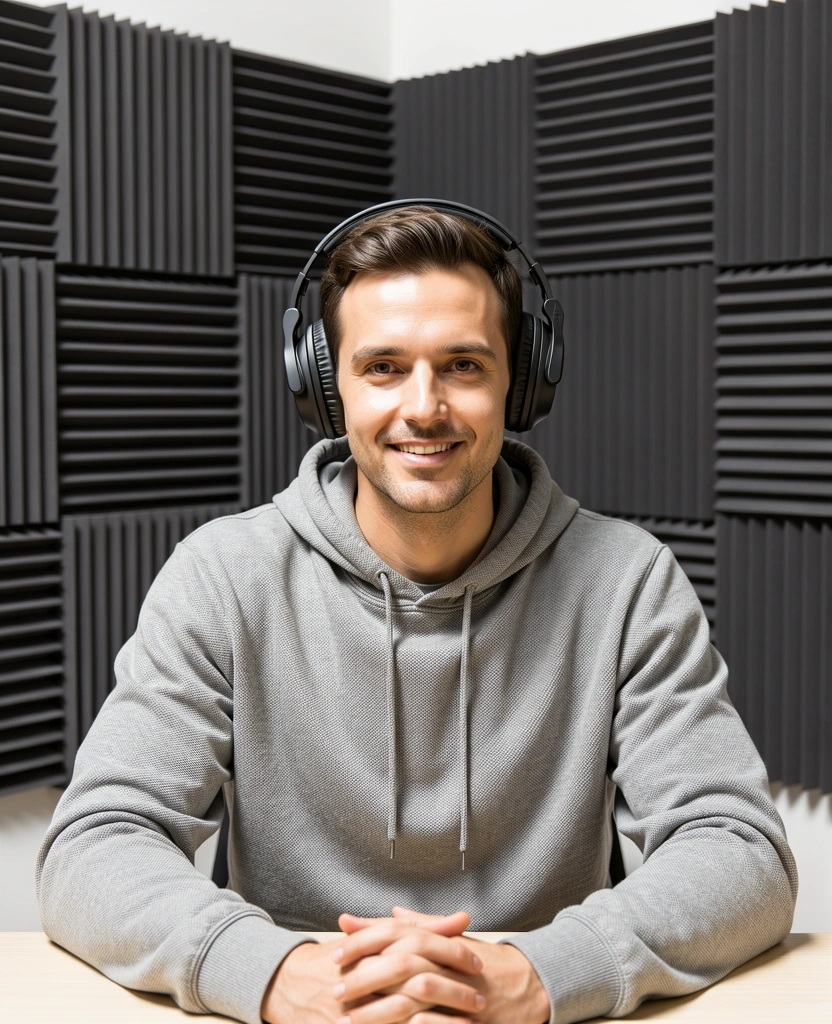 Persona che gode di un ambiente acusticamente protetto